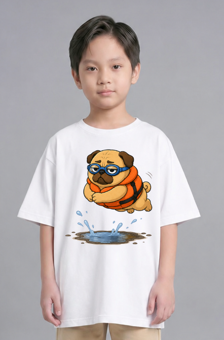 Funny Swimming Pug Dog Life Jacket Goggles Summer Water Puddle Humor