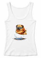 Funny Swimming Pug Dog Life Jacket Goggles Summer Water Puddle Humor
