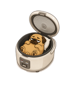 Stay Warm Rice Cooker Funny Lazy Sleeping Pug Dog Food Humor
