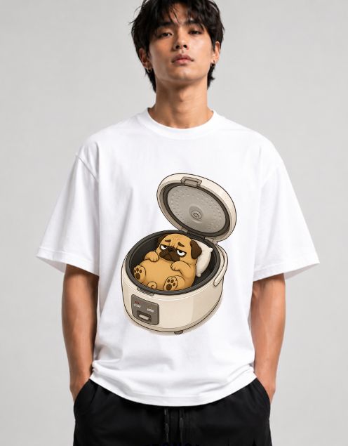 Stay Warm Rice Cooker Funny Lazy Sleeping Pug Dog Food Humor