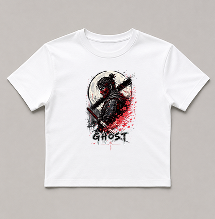 Ghost Samurai Japanese Oni Mask Katana Ink Splatter Art