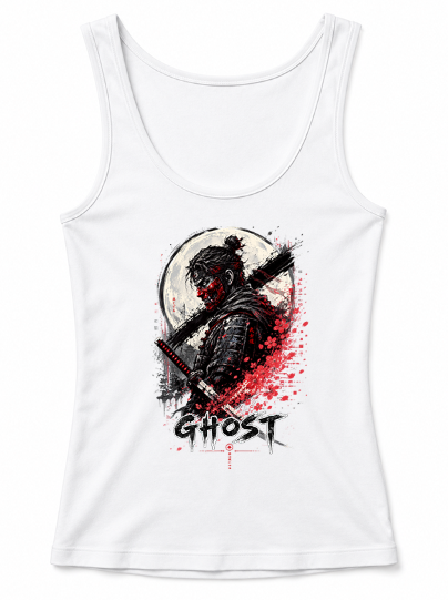 Ghost Samurai Japanese Oni Mask Katana Ink Splatter Art