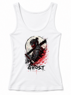 Ghost Samurai Japanese Oni Mask Katana Ink Splatter Art