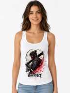 Ghost Samurai Japanese Oni Mask Katana Ink Splatter Art