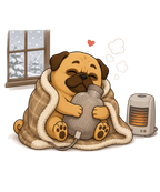Cozy Winter Pug Dog Electric Blanket Heater Hot Water Bottle Funny Humor