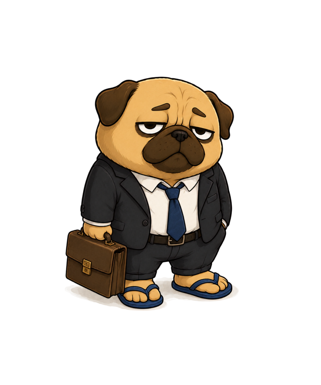 Business On Top Zoom Call Pug Dog Funny Remote Work Office Humor