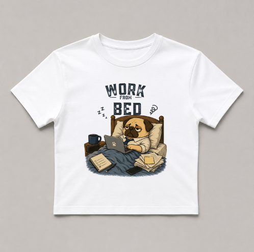Work From Bed Funny Tired Pug Dog Remote Work Office Humor