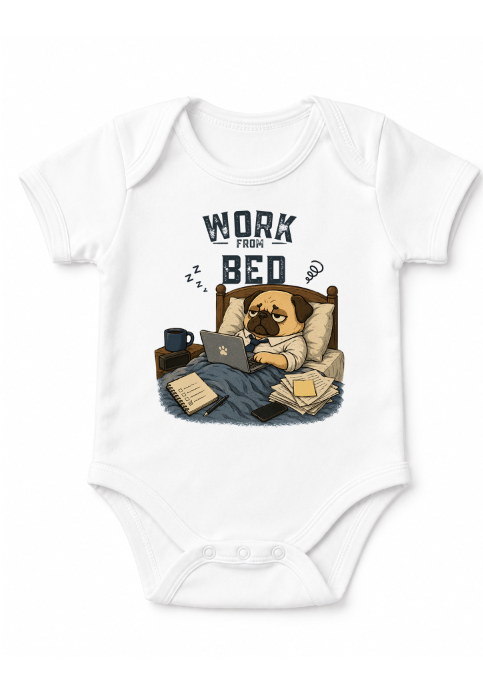 Work From Bed Funny Tired Pug Dog Remote Work Office Humor