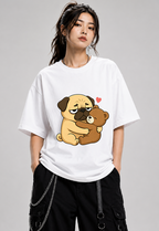 Tired Pug Hugging Teddy Bear Cute Kawaii Dog Love Humor