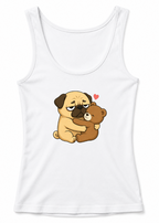 Tired Pug Hugging Teddy Bear Cute Kawaii Dog Love Humor