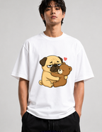 Tired Pug Hugging Teddy Bear Cute Kawaii Dog Love Humor