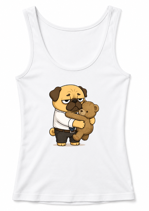 Tired Office Worker Pug Hugging Teddy Bear Funny Work Humor