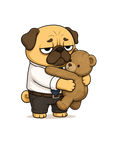 Tired Office Worker Pug Hugging Teddy Bear Funny Work Humor