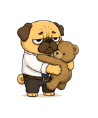 Tired Office Worker Pug Hugging Teddy Bear Funny Work Humor