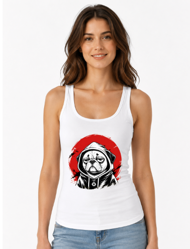 Pug In Hoodie Streetwear Japanese Red Sun Aesthetic Grumpy Pug Ink Art