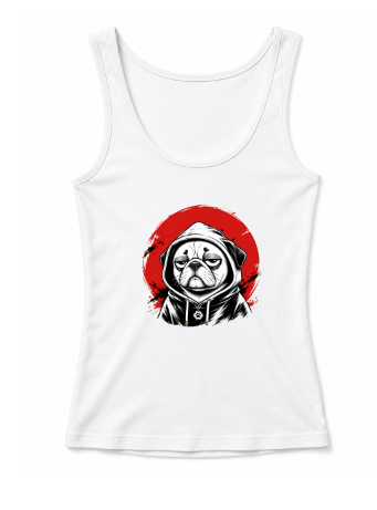 Pug In Hoodie Streetwear Japanese Red Sun Aesthetic Grumpy Pug Ink Art