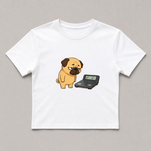 Chubby Pug Dog Weight Scale Staring Contest Funny Diet Fitness Humor
