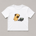 Chubby Pug Dog Weight Scale Staring Contest Funny Diet Fitness Humor