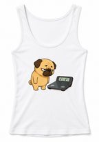 Chubby Pug Dog Weight Scale Staring Contest Funny Diet Fitness Humor