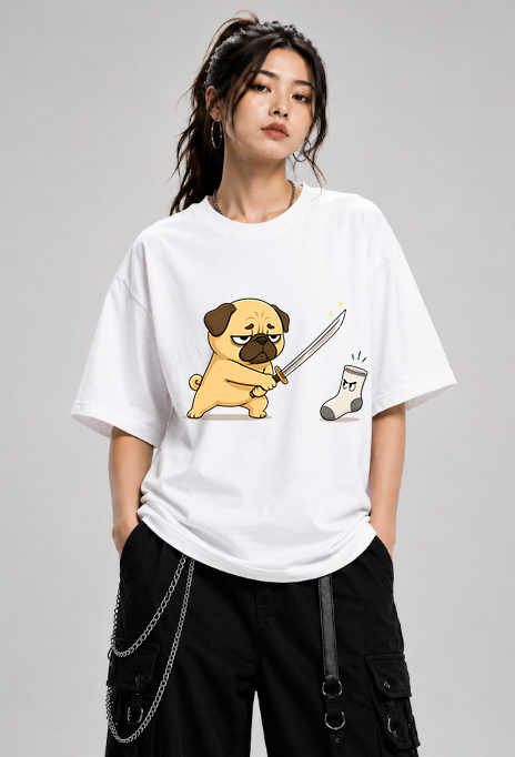 Pug Samurai vs Evil Sock Funny Dog Katana Sword