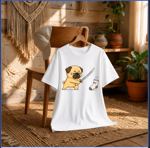 Pug Samurai vs Evil Sock Funny Dog Katana Sword