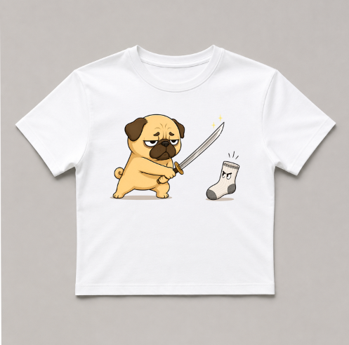 Pug Samurai vs Evil Sock Funny Dog Katana Sword