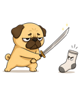 Pug Samurai vs Evil Sock Funny Dog Katana Sword