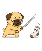 Pug Samurai vs Evil Sock Funny Dog Katana Sword