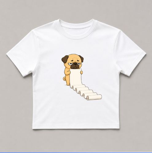 Tired Pug Long To Do List Funny Dog Receipt Humor
