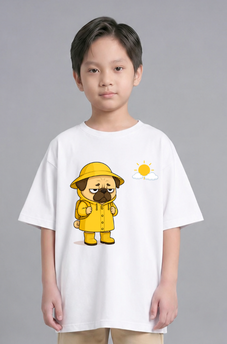 Grumpy Pug In Yellow Raincoat Sunny Day Funny Dog Meme