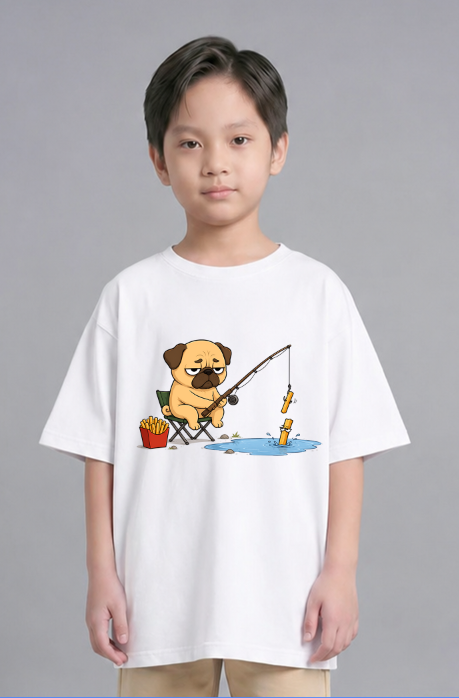 Pug Fishing French Fries Funny Dog Fast Food Humor