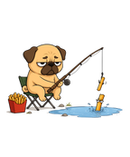 Pug Fishing French Fries Funny Dog Fast Food Humor