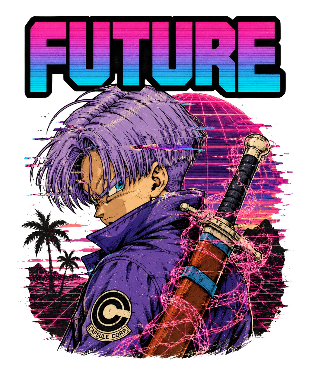 Future Time Warrior Synthwave Sword 80s Cyberpunk Retro Anime