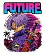 Future Time Warrior Synthwave Sword 80s Cyberpunk Retro Anime