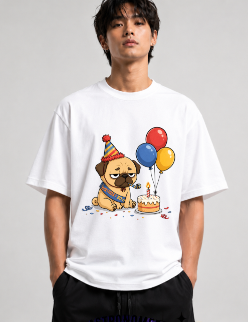 Grumpy Pug Birthday Boy Funny Sad Party Dog Cake Humor