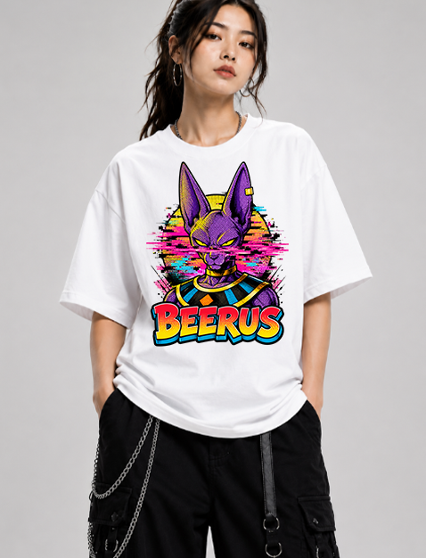 Beerus God Of Destruction Glitch Synthwave Retro Anime Comic
