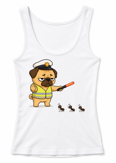 Grumpy Pug Traffic Guard VS Ant Army Funny Dog Uniform Humor