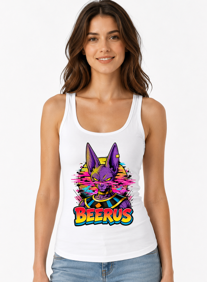 Beerus God Of Destruction Glitch Synthwave Retro Anime Comic