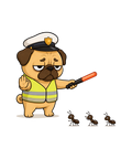 Grumpy Pug Traffic Guard VS Ant Army Funny Dog Uniform Humor