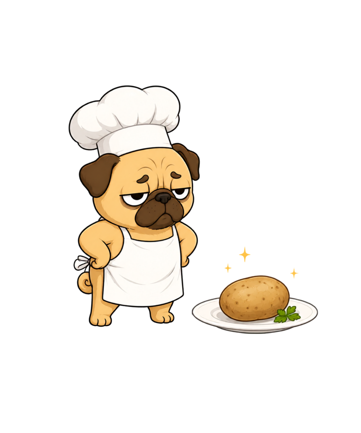 Funny Grumpy Chef Pug Potato Dinner Dog Meme