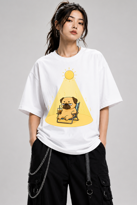 Too Hot Grumpy Pug Heatwave Summer Vacation Dog Humor