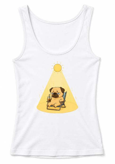 Too Hot Grumpy Pug Heatwave Summer Vacation Dog Humor