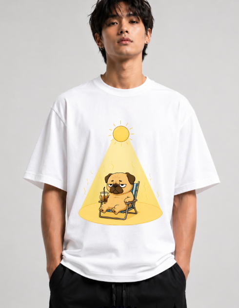 Too Hot Grumpy Pug Heatwave Summer Vacation Dog Humor