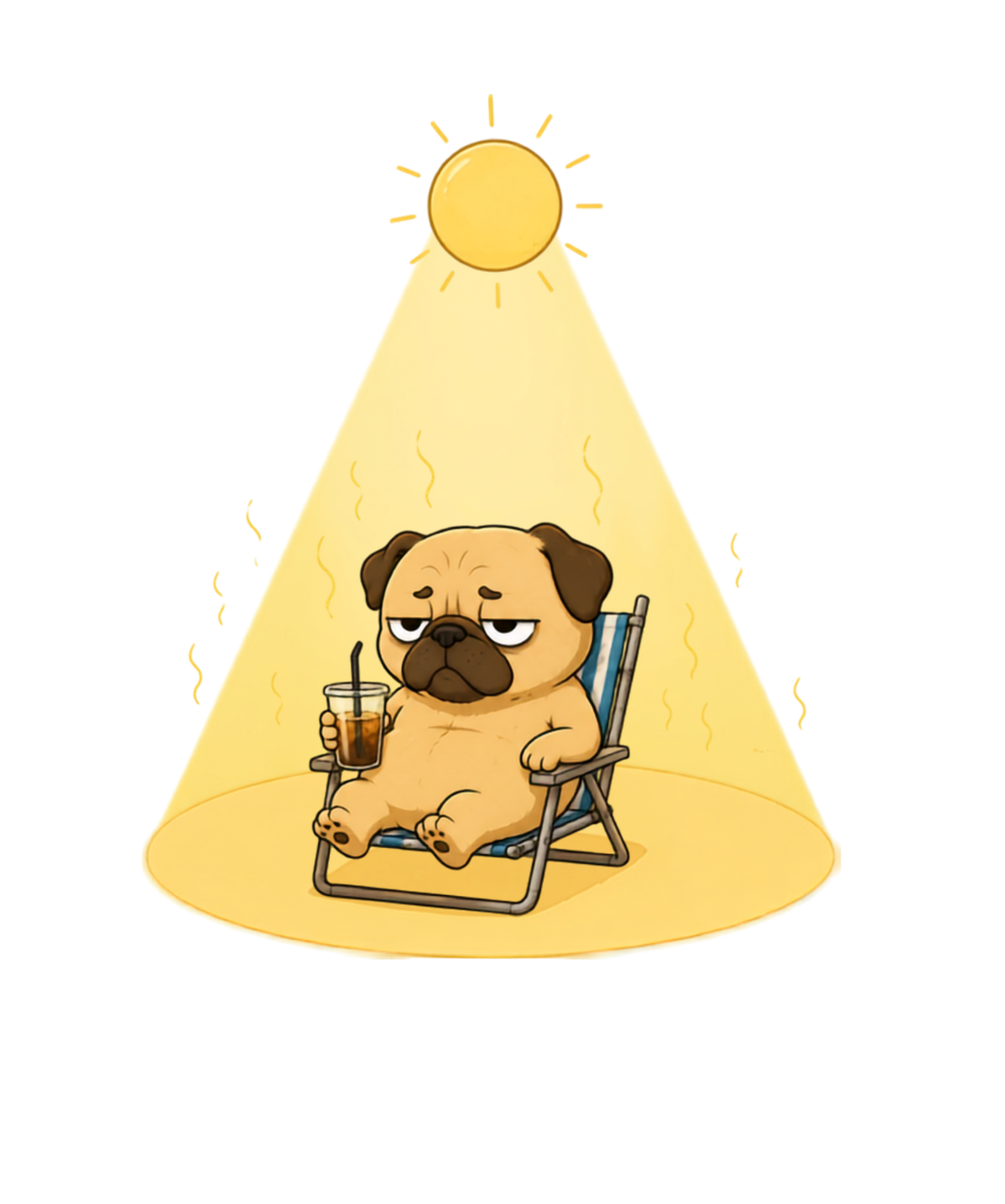 Too Hot Grumpy Pug Heatwave Summer Vacation Dog Humor