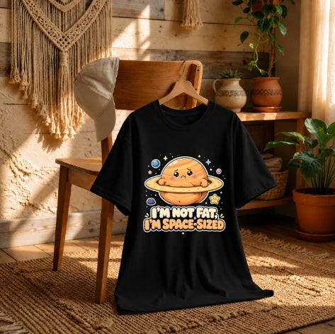 I'm Not Fat I'm Space Sized - Cute Saturn Planet Space Humor Graphic T-Shirt