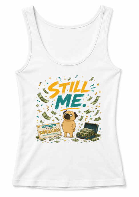 Still Me Grumpy Pug Lottery Winner Money Humor Funny Dog Meme
