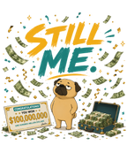 Still Me Grumpy Pug Lottery Winner Money Humor Funny Dog Meme