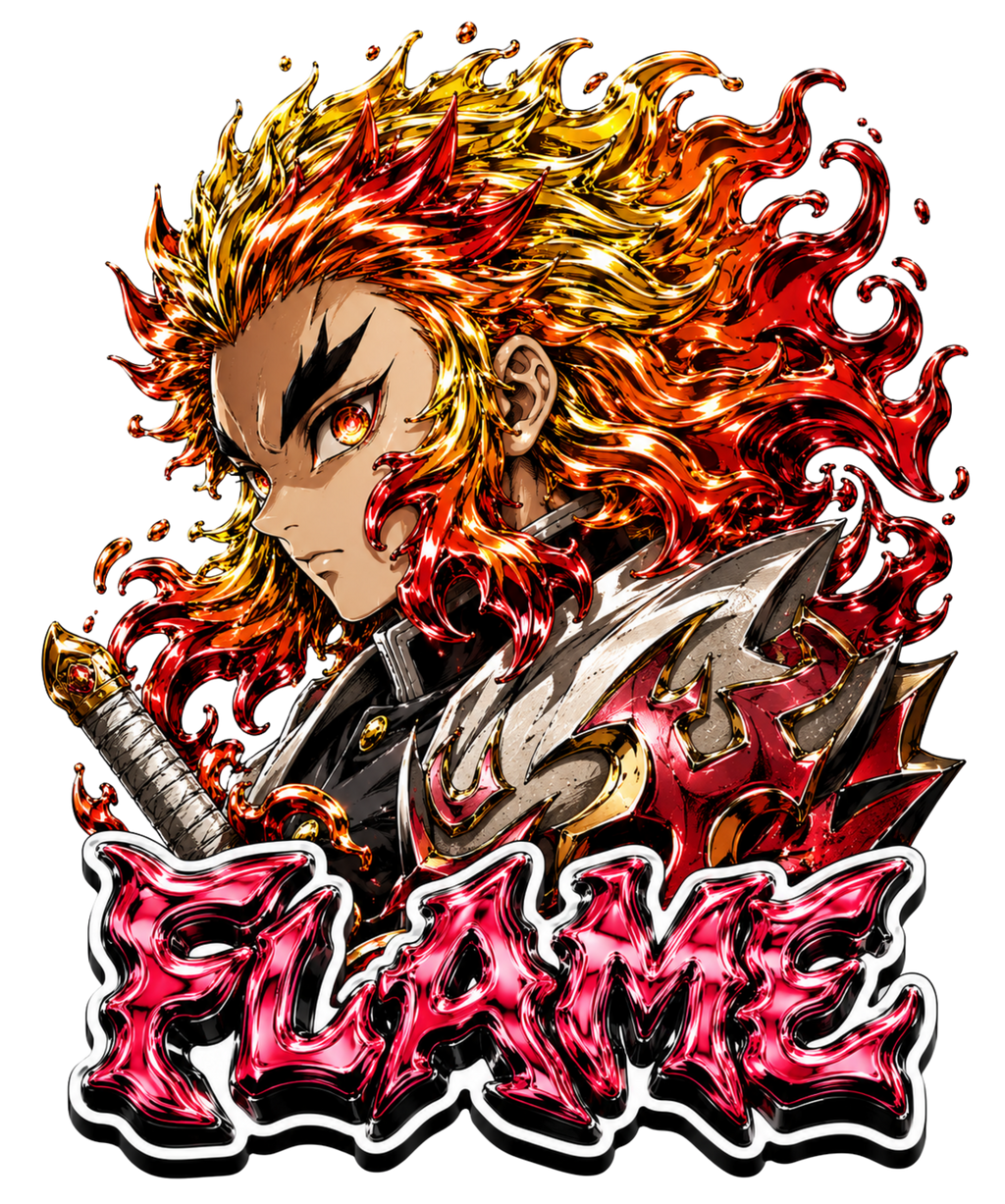 Flame Hashira Rengoku Fire Breathing Chrome Anime Streetwear