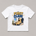 First Class Grumpy Pug Airplane Champagne Luxury Travel Humor