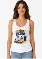 First Class Grumpy Pug Airplane Champagne Luxury Travel Humor